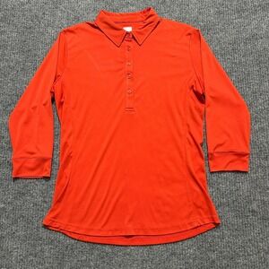 Aluir Active Women's Red Polo Shirt Size M Medium 3/4 Sleeve Golf Athletic Top